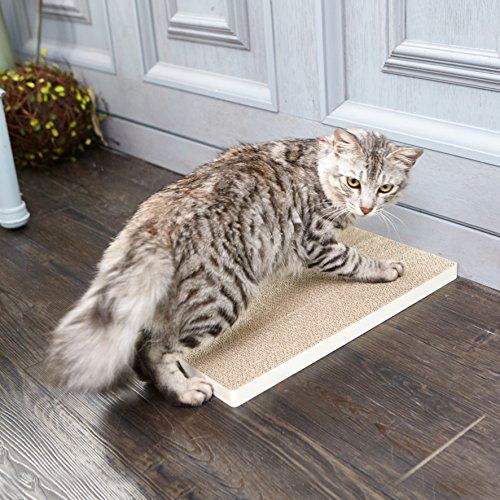 Way Basics Eco Friendly Simple Cat Scratcher, Scratching Pad with Organic Catnip (Uniquely Crafted from Sustainable Non Toxic zBoard Paperboard), White