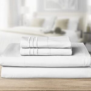 Elegant Comfort 4-Piece Queen- Smart Sheet Set! Luxury Soft 1500 Thread Count Egyptian Quality Wrinkle and Fade Resistant with Side Storage Pockets on Fitted Sheet, Queen, White