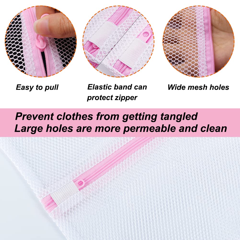 Vivifying Mesh Laundry Bags, 4pcs Laundry Bags Mesh Wash Bags with Zipper for Washing Machine, Delicates, Lingerie, Socks, Shoes and Toys