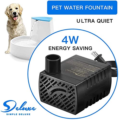 Simple Deluxe 80 GPH Submersible Pump with Adjustable Intake & 6' Waterproof Cord for Hydroponics, Aquaponics, Fountains, Ponds, Statuary, Aquariums & more, Black