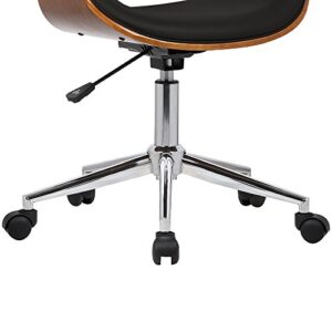 Armen Living Geneva Office Chair in Black Faux Leather and Chrome Finish