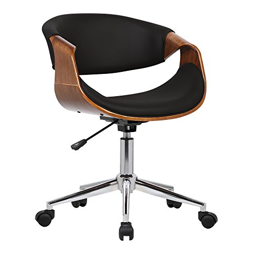 Armen Living Geneva Office Chair in Black Faux Leather and Chrome Finish