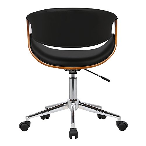 Armen Living Geneva Office Chair in Black Faux Leather and Chrome Finish