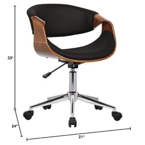 Armen Living Geneva Office Chair in Black Faux Leather and Chrome Finish