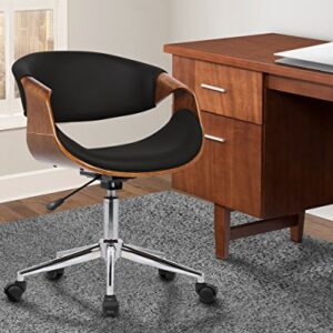 Armen Living Geneva Office Chair in Black Faux Leather and Chrome Finish