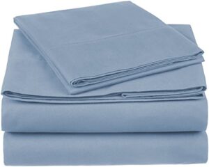 amazon brand – pinzon 300 thread count organic cotton bed sheet set - twin, flint blue