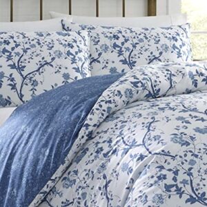 Laura Ashley Home - Elise Collection - Luxury Ultra Soft Comforter, All Season Premium Bedding Set, Stylish Delicate Design for Home Décor, Blue, Full/Queen