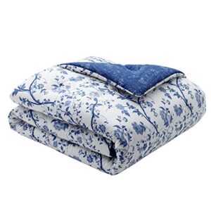 Laura Ashley Home - Elise Collection - Luxury Ultra Soft Comforter, All Season Premium Bedding Set, Stylish Delicate Design for Home Décor, Blue, Full/Queen