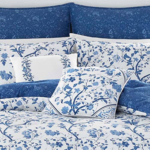 Laura Ashley Home - Elise Collection - Luxury Ultra Soft Comforter, All Season Premium Bedding Set, Stylish Delicate Design for Home Décor, Blue, Full/Queen