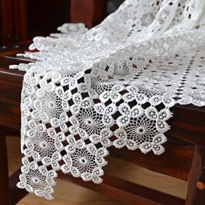 Merryfeel Tablecloth, Luxury Embroidery Lace Table Cloth Table Cover White 34 x 34 Inch