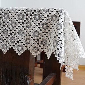 Merryfeel Tablecloth, Luxury Embroidery Lace Table Cloth Table Cover White 34 x 34 Inch