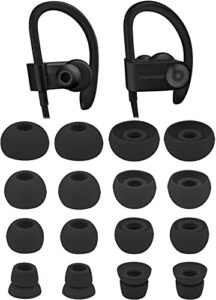 alxcd ear tips for powerbeats3 wireless earphone, sml 3 sizes 6 pair earbud tips & 2 pair double flange silicone replacement ear tip cushion, fit for beats powerbeats 3 wireless 3 [8 pair](black)