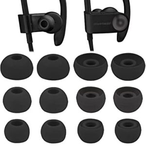 ALXCD Ear Tips for Powerbeats3 Wireless Earphone, SML 3 Sizes 6 Pair Earbud Tips & 2 Pair Double Flange Silicone Replacement Ear Tip Cushion, Fit for Beats Powerbeats 3 Wireless 3 [8 Pair](Black)