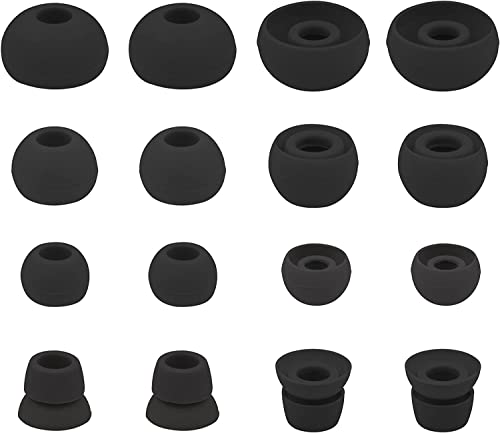 ALXCD Ear Tips for Powerbeats3 Wireless Earphone, SML 3 Sizes 6 Pair Earbud Tips & 2 Pair Double Flange Silicone Replacement Ear Tip Cushion, Fit for Beats Powerbeats 3 Wireless 3 [8 Pair](Black)