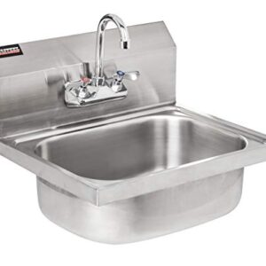 DuraSteel Stainless Steel Sink - Commercial Wall Mount Kitchen Sink - Small Hand Sink with 18" x 13" x 7.5"D Wash Basin - With Sink Strainer and Faucet - For Laundry, Restaurants, Bars, and More