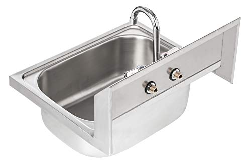 DuraSteel Stainless Steel Sink - Commercial Wall Mount Kitchen Sink - Small Hand Sink with 18" x 13" x 7.5"D Wash Basin - With Sink Strainer and Faucet - For Laundry, Restaurants, Bars, and More