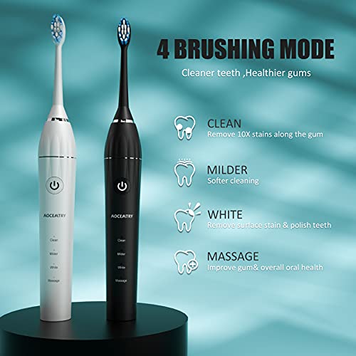 MOCEMTRY Sonic Electric Toothbrush with 10 Duponts Brush Heads, 33000 VPM, 4 Cleaning Mode, IPX7 Waterproof Electric Tooth Brush