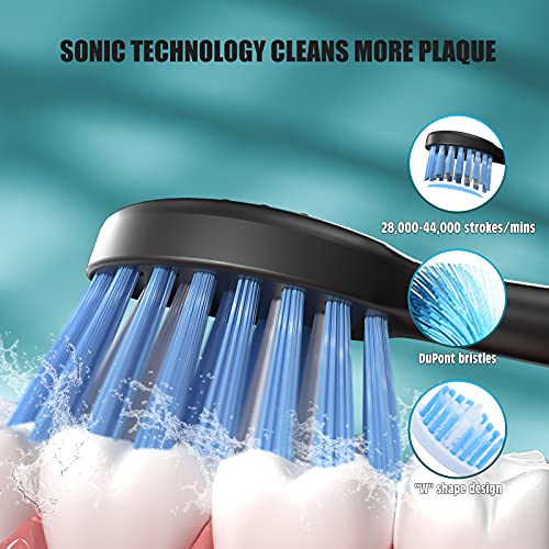 MOCEMTRY Sonic Electric Toothbrush with 10 Duponts Brush Heads, 33000 VPM, 4 Cleaning Mode, IPX7 Waterproof Electric Tooth Brush