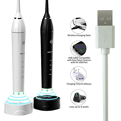 MOCEMTRY Sonic Electric Toothbrush with 10 Duponts Brush Heads, 33000 VPM, 4 Cleaning Mode, IPX7 Waterproof Electric Tooth Brush