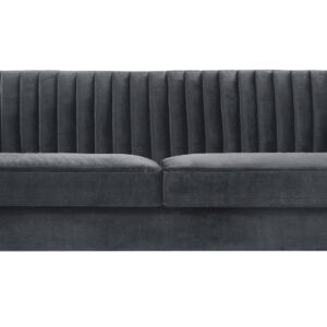 Iconic Home Kent Elegant Velvet Modern Contemporary Plush Cushion Seat Round Acrylic Feet Sofa, Grey