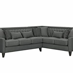 Iconic Home Chic Home Aberdeen Linen Tufted Down Mix Modern Contemporary Right Facing Sectional Sofa, Grey,