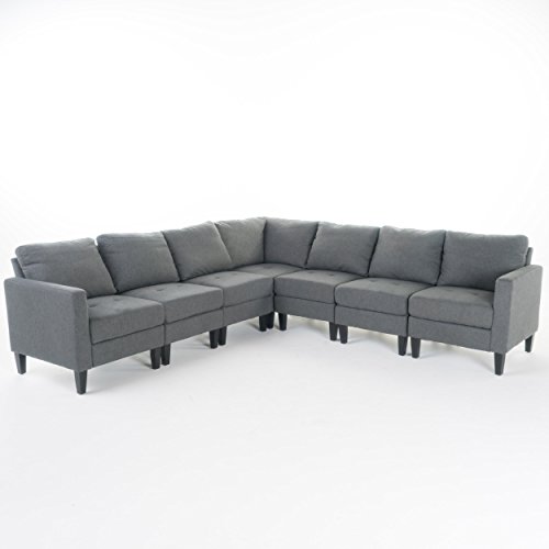 GDFStudio Carolina Versatile 7 Piece Fabric Sectional Couch (Dark Grey)