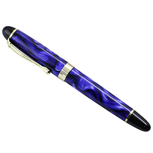 JinHao X450 Fountain Pen Luxury Set Marble Royal Blue Medium Nib Writing For Stationery Office Supplies With Pen Case