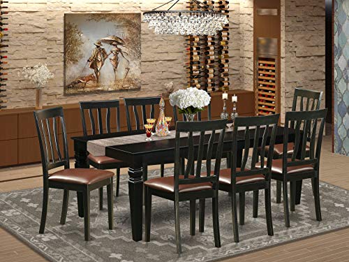 East West Furniture LGAN9-BLK-LC, 9-Piece