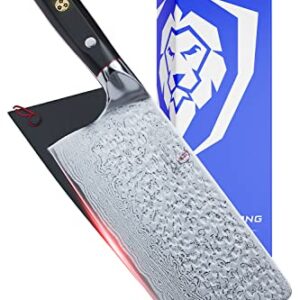 Dalstrong Shogun Series X Damascus Japanese AUS-10V Super Steel Cleaver Kitchen Knife, 7 Inches, Sheath Included