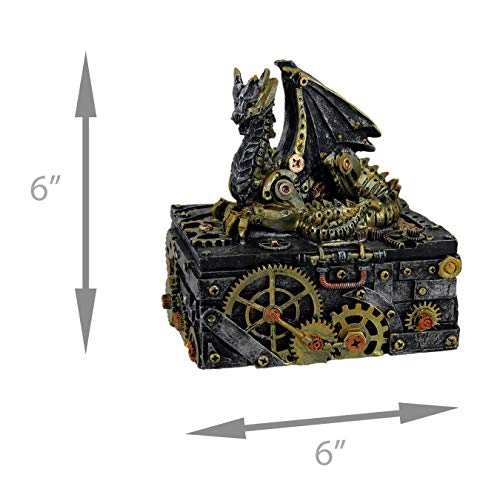 Secret Steam Dragon Decorative Steampunk Trinket Box 6 inch