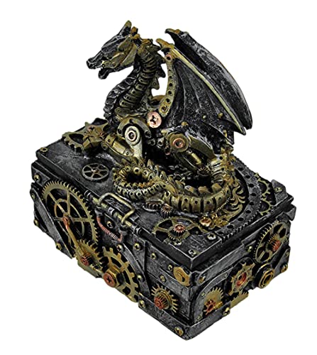 Secret Steam Dragon Decorative Steampunk Trinket Box 6 inch