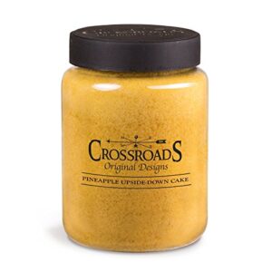 crossroads pineapple upside down cake scented 2-wick candle, 26 ounce, golden yellow