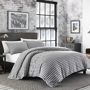 eddie bauer - queen comforter set, reversible cotton bedding with matching shams, home decor for colder months (preston grey, queen)