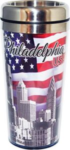 collection of city branded beautifully designed travel mugs (philadelphia)