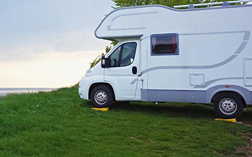 OxGord RV Leveling Ramps - Camper or Trailer Leveler/Wheel Chocks for Stabilizing Uneven Ground and Parking - Set of 2 Blocks, Yellow