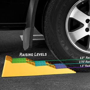 OxGord RV Leveling Ramps - Camper or Trailer Leveler/Wheel Chocks for Stabilizing Uneven Ground and Parking - Set of 2 Blocks, Yellow