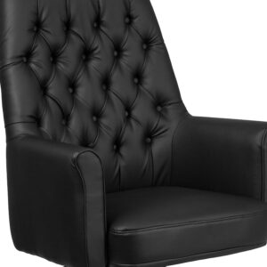 Flash Furniture Hansel Mid-Back Traditional Tufted Black LeatherSoft Executive Swivel Office Chair with Arms