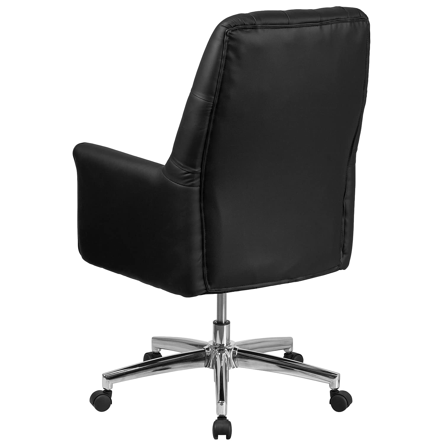 Flash Furniture Hansel Mid-Back Traditional Tufted Black LeatherSoft Executive Swivel Office Chair with Arms