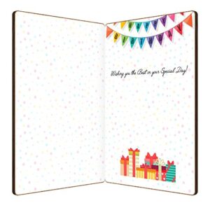 Happy Birthday Card by HeartSpace, Cake & Candles Design: Premium Wooden Greeting Cards Handmade From Sustainable Real Bamboo Wood