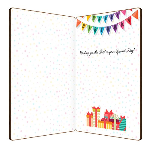 Happy Birthday Card by HeartSpace, Cake & Candles Design: Premium Wooden Greeting Cards Handmade From Sustainable Real Bamboo Wood