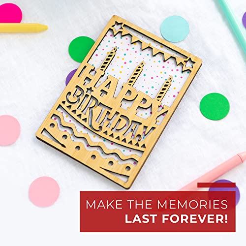 Happy Birthday Card by HeartSpace, Cake & Candles Design: Premium Wooden Greeting Cards Handmade From Sustainable Real Bamboo Wood