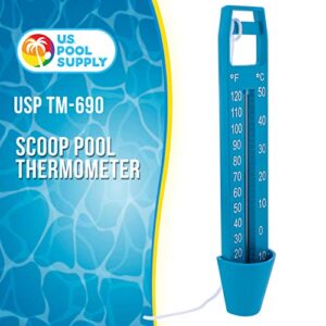 U.S. Pool Supply Scoop Analog Display Pool Thermometer with Jumbo Easy to Read Temperature Display