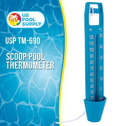 U.S. Pool Supply Scoop Analog Display Pool Thermometer with Jumbo Easy to Read Temperature Display