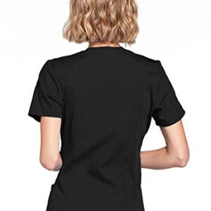 Women's Mock Wrap Top Workwear Originals with Rib-Knit Back Panels WW650, M, Black