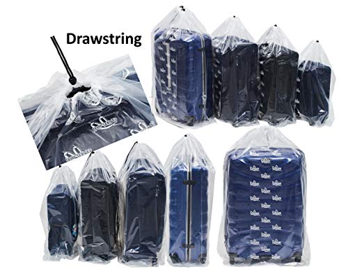 Dust Cover Big Plastic Drawstring Bags Multi-Purpose for Storage and Keeping Luggage, Big Dolls, Blankets, Pillows, Suitcase Good for Household Organizing Reusable Set of 4 bags Size S, M, L, XL