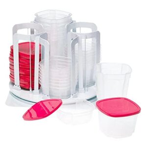 spin and store (8 oz, 16 oz and 24 oz, red lids)