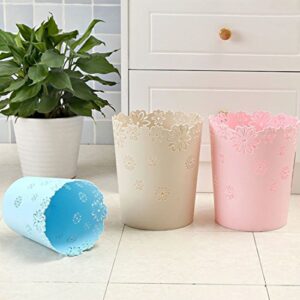 Wastebasket,Hmane Hollow Flower Shape Plastic Lidless Wastepaper Baskets Trash Can - L