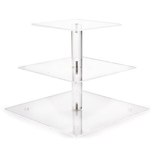 3 Tier Square Clear Acrylic Cupcake Stand, Clear Cupcake Display Stand Tower Tree, Tiered Cupcake Carrier Dessert Stands