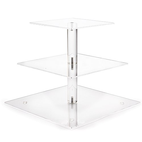 3 Tier Square Clear Acrylic Cupcake Stand, Clear Cupcake Display Stand Tower Tree, Tiered Cupcake Carrier Dessert Stands