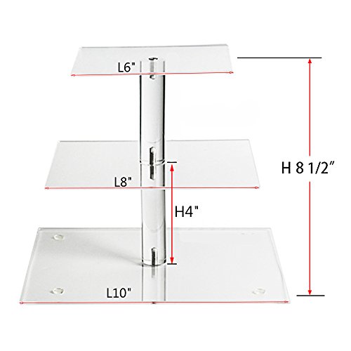 3 Tier Square Clear Acrylic Cupcake Stand, Clear Cupcake Display Stand Tower Tree, Tiered Cupcake Carrier Dessert Stands